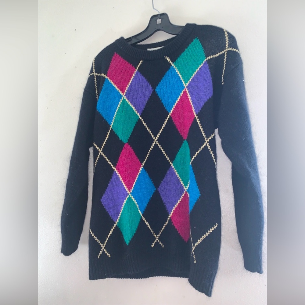 Private Party Plaid Rabbit Hair Lambswool Sweater Women’s Size Medium